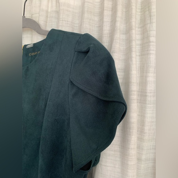 NEW Calvin Klein 12 Green Suede Sheath Dress - Picture 7 of 8